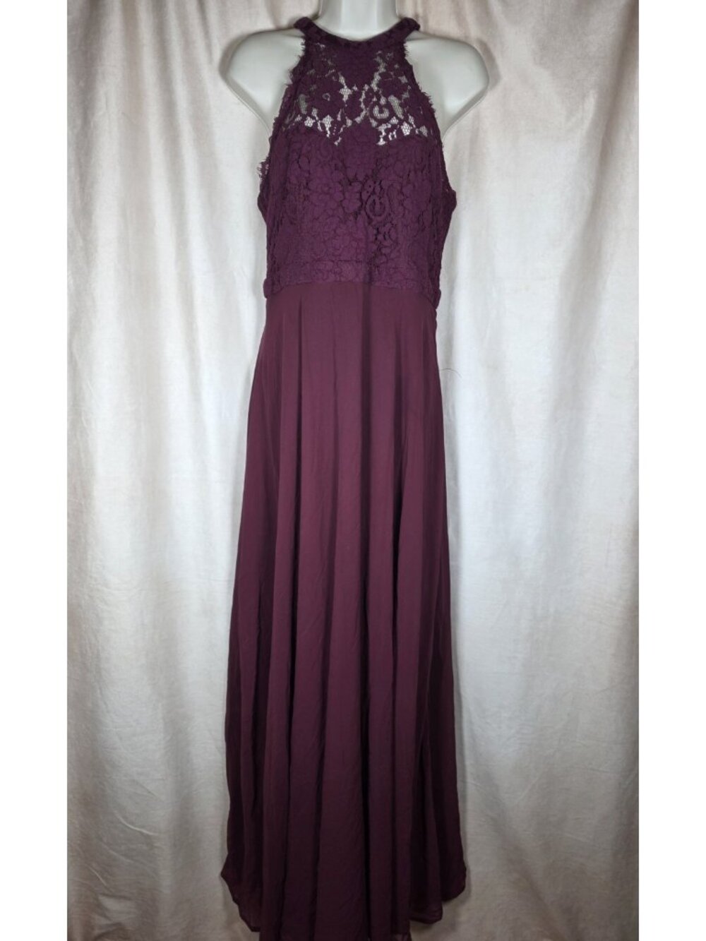 NWOT Lulus Burgundy Lace Maxi Dress Womens  Fully Lined size M